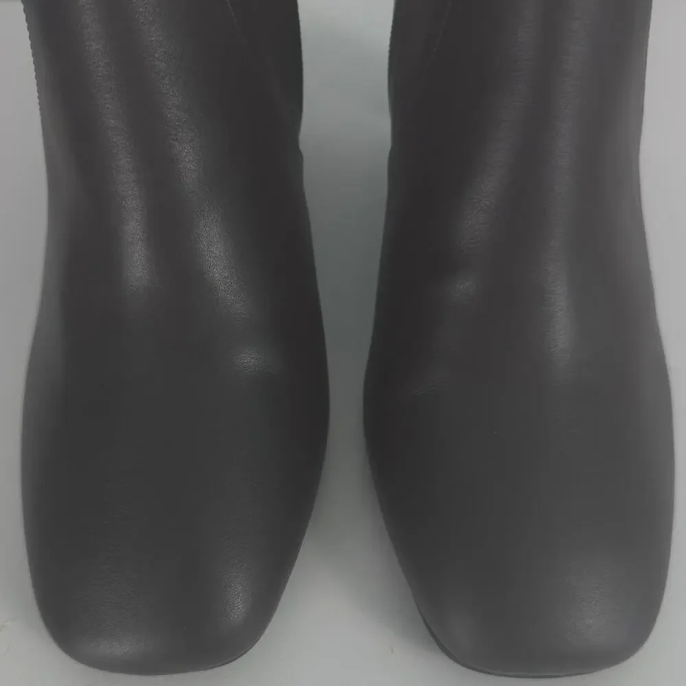 Kurt Geiger Chelsea Square Toe Bootie Brown Leather Ankle Block Heel Size 41